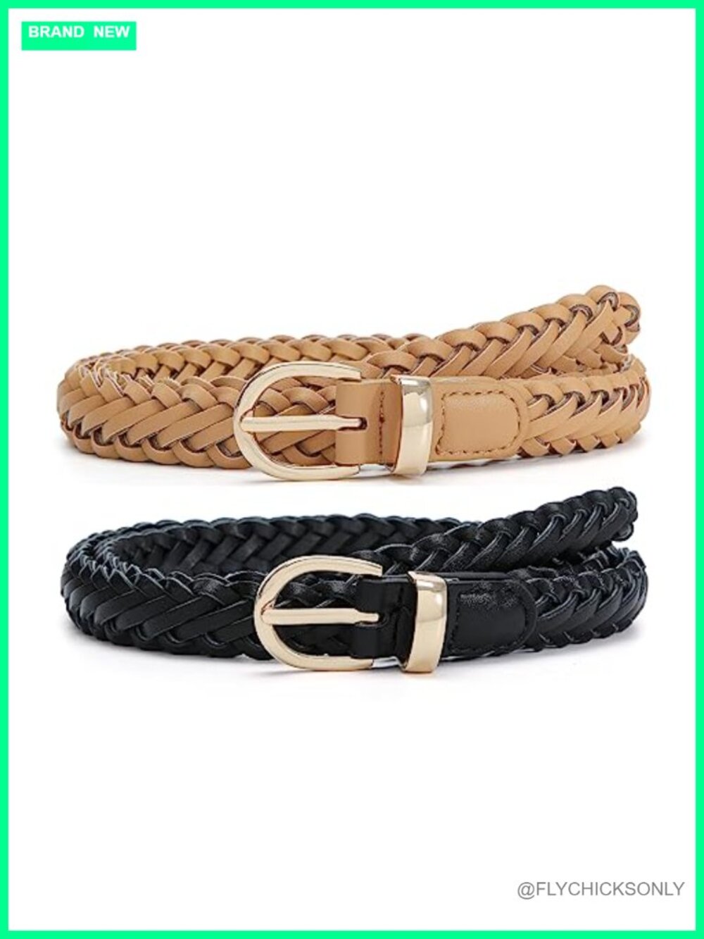 Hand Woven Faux Leather Skinny Belt Adjustable No Holes